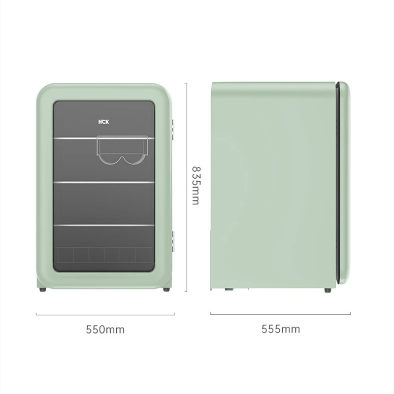 HCK small bar fridge 60Hz 110V household refrigerator with transparent glass door optional brown glass