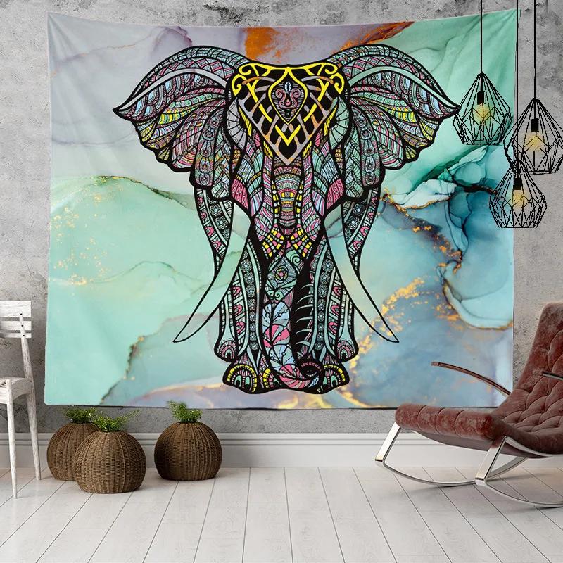 Vintage Handmade 3D Printed  Elephant Tapestry Custom Wall Hanging Hippie Psychedelic Tapestry Home Decor