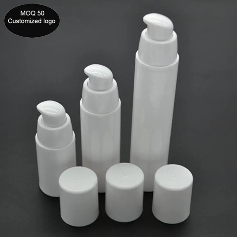 white cap 15ml 30ml 50ml cylinder PP airless bottle vacuum pump bottle lotion bottle used for Cosmetics Packaging
