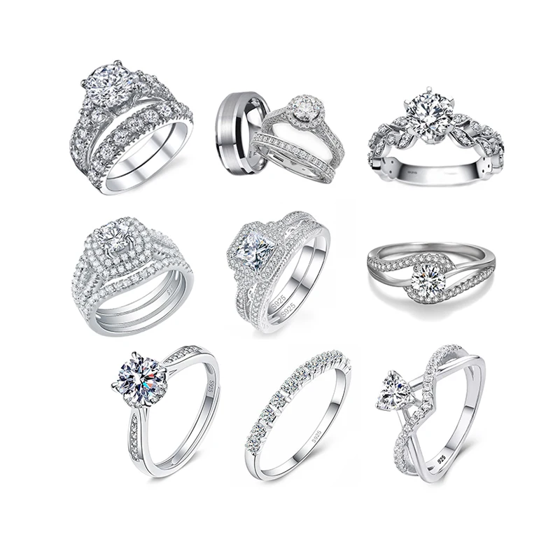 Wedding Engagement Statement Shining Cubic Zirconia Elegant Ring Zircon OEM ODM Custom Sterling S925 Silver Jewelry Manufacturer