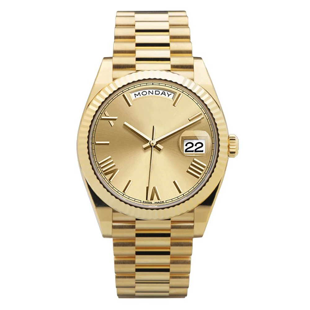 luxury watches men Yellow Gold watch President Date 40mm Champagne Roman Marker Dial Sapphire Crystal 3255 automatic AAA watch