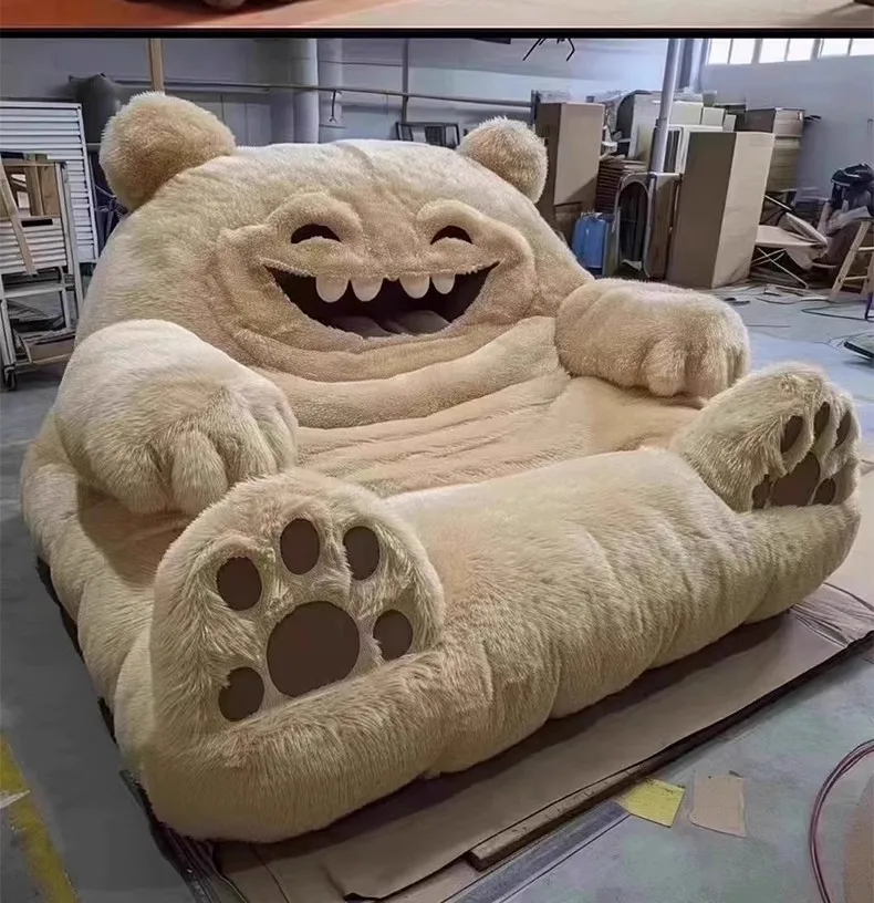 Factory  fairy tale style design realism and comfort Giant Fuzzy Animal Shaped Rocking Chairs sofas with armrest