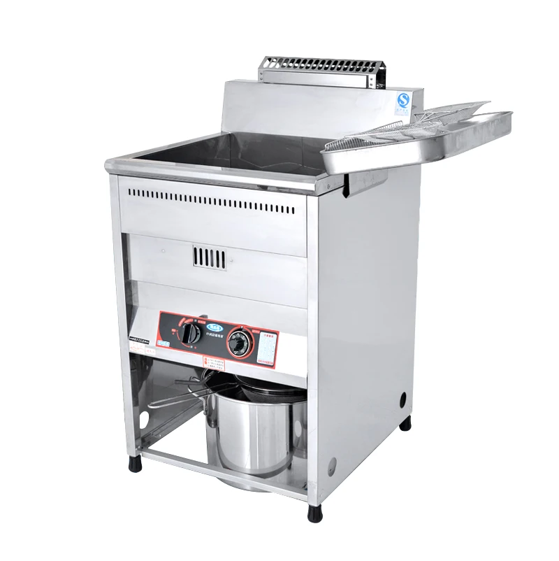 Floor stand gas deep fryer 23CJB commercial large capacity 23L thermostat LPG single tank frying cooker chicken fries in canteen