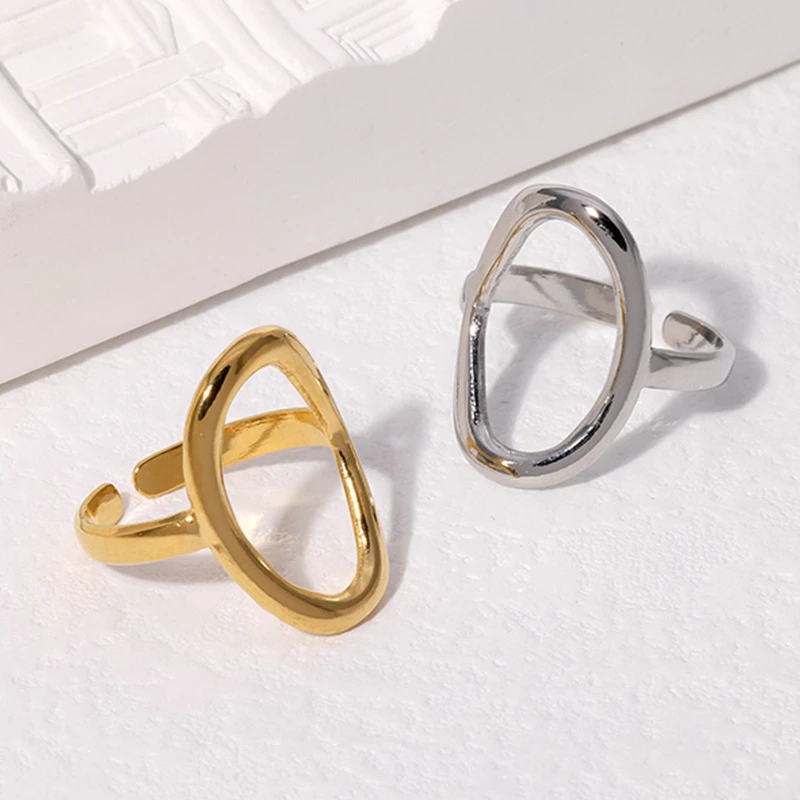 Irregular Circle Geometric 18k Gold Ring for Women Silver Stainless steel Fashion Jewelry Rings