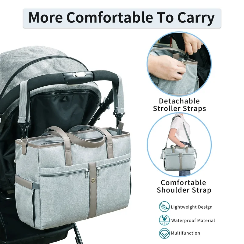 2025 New Design 2 in 1 Baby Nappy Diaper Bag with Changing Pad Baby Diaper Tote Bag