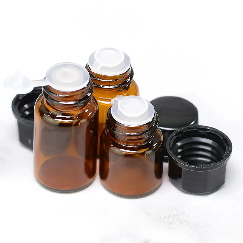 Free sample cosmetic essential oil small capacity glass vial 1ml 2ml 3ml amber glass perfume dropper bottle