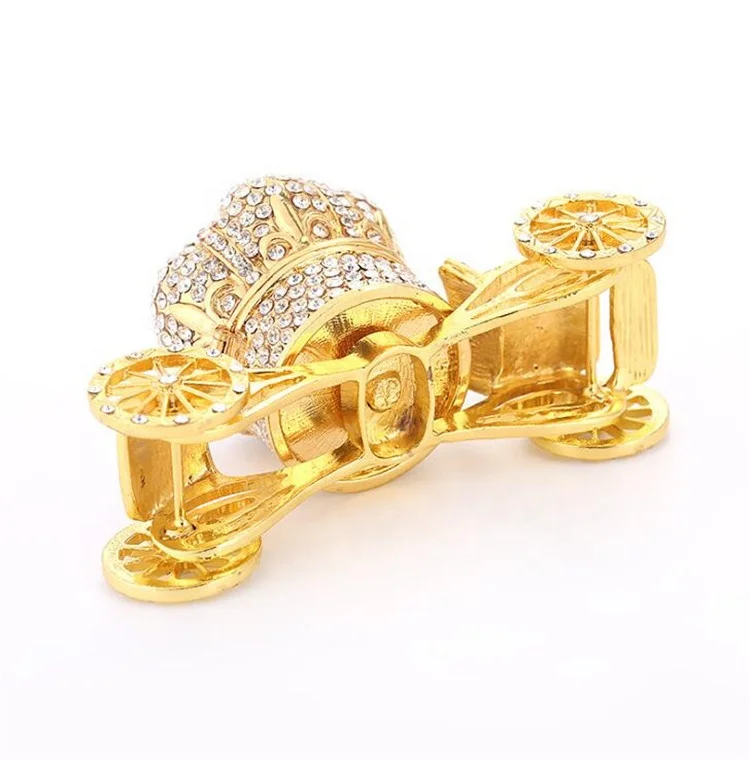 Crystal Rhinestone Gold Crown Car Shaped Fashion Metal Crown carriage Jewelry