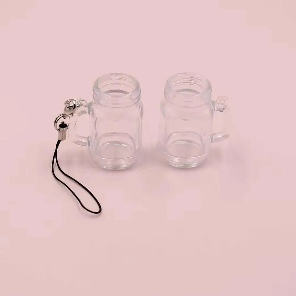 Mini Custom Mason Jar Snow Globe Keychain Diy Cups Empty Liquid Glitter Filled Keychain