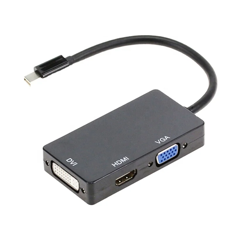 Factory Wholesale 3 in 1 Mini DP DisplayPort to HDTV VGA DVI Adapter Full HD 1080P Video Converter Cable