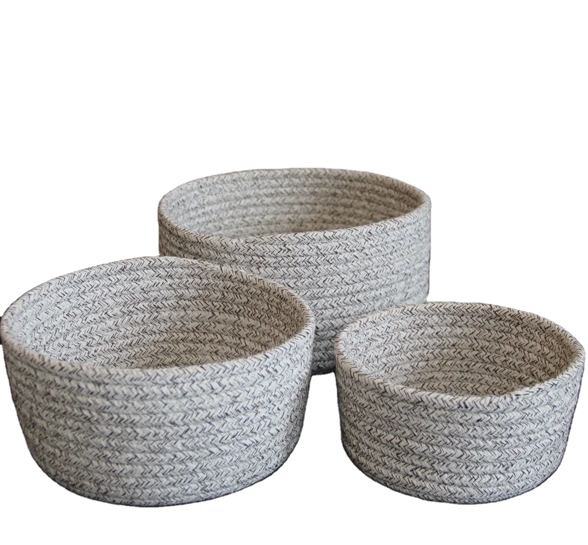 Круглая складная корзина для хранения ручной работы из 100% хлопка, большая плетеная корзина для домашнего использования