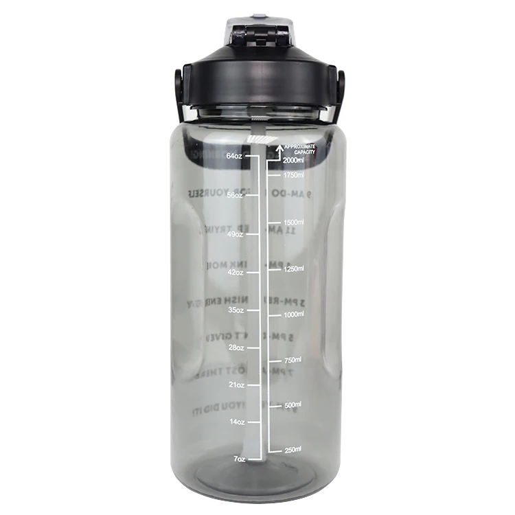 New Hot sale 2024 BPA Free Travel Glass Straw PP Plastic Leak Proof Motivational Water Bottle With Custom Logo