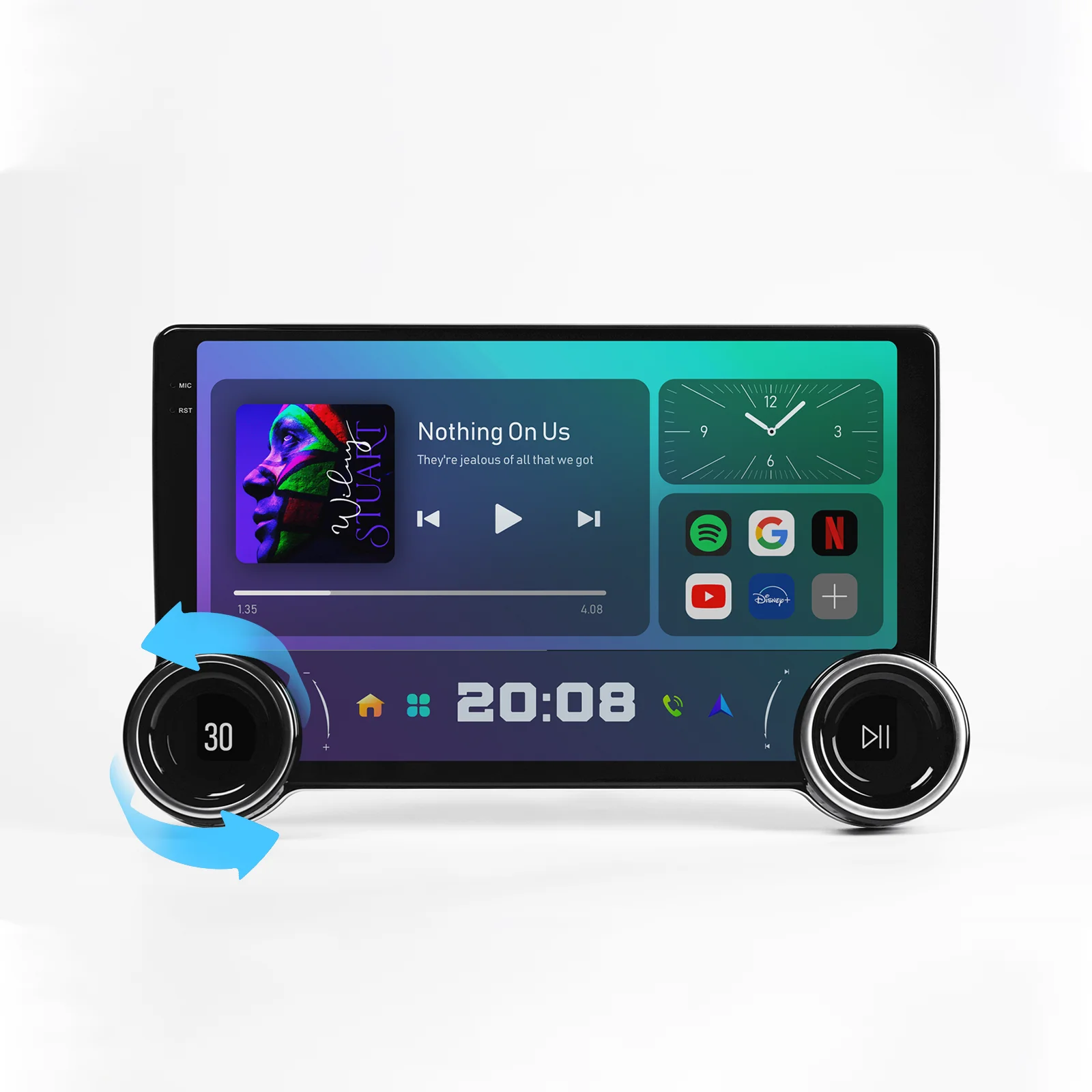 10.36 inch Car Radio 10 Core Android13 Screen Double Knob 2K GPS Navigation BT Car Multimedia Carplay With Fan