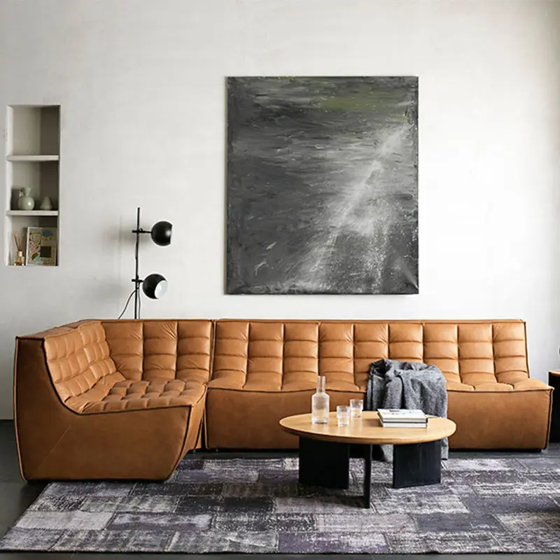 Foshan Italian nordic large size living room furniture fabric/leather L shape sectional sofa corner combination modular sofa