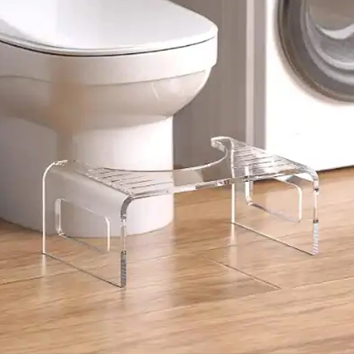 Factory made  Non-Slip Acrylic Toilet Stool Clear Bathroom Poop Stool Adults Pooping Stool  on the Sides