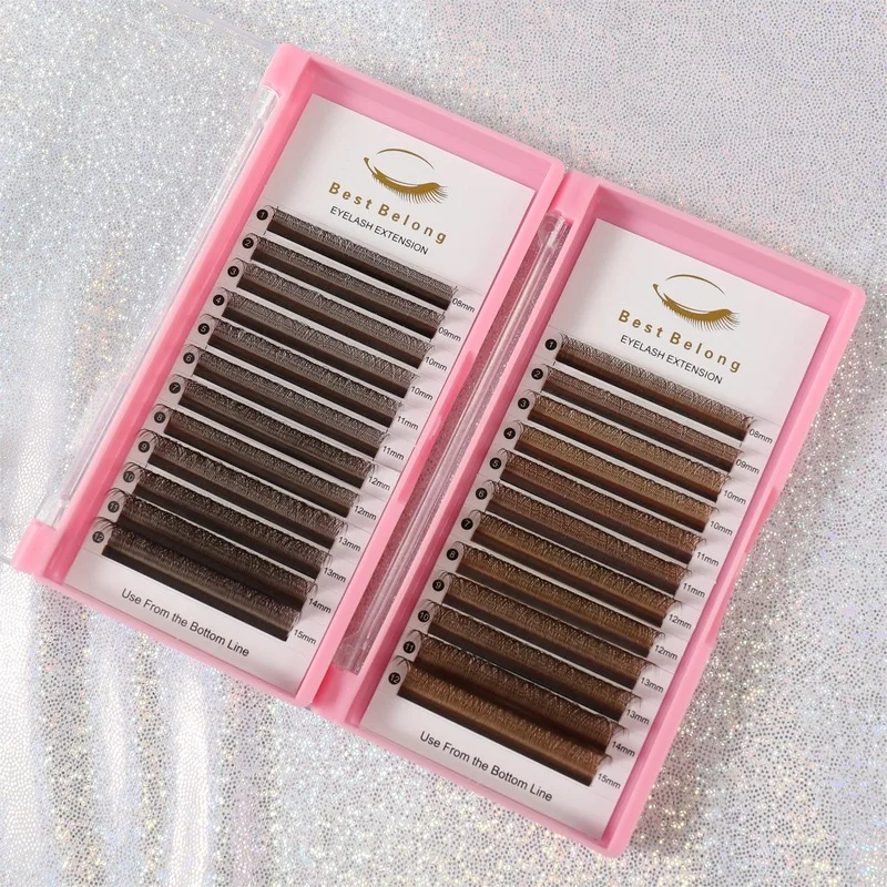 0.07mm Blue White Brown Purple YY Lash Extensions Trays Mink Colored YY Lash Custom Y Shape Premade Fans Extensions De Pestaas