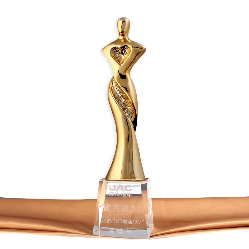 Best Price Gold Plated Metal Trophy Resin Awards Personalized Crystal Dance Trophies Awards For Dancer MOT-13