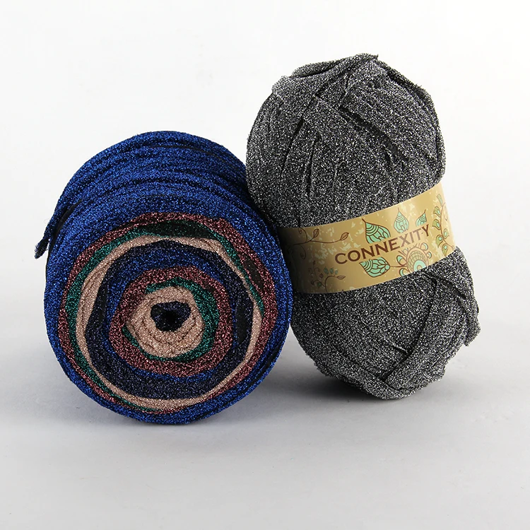 Hot sale t-shirt yarn hand knitting crochet t-shirt yarn recycle cotton blended polyester yarn