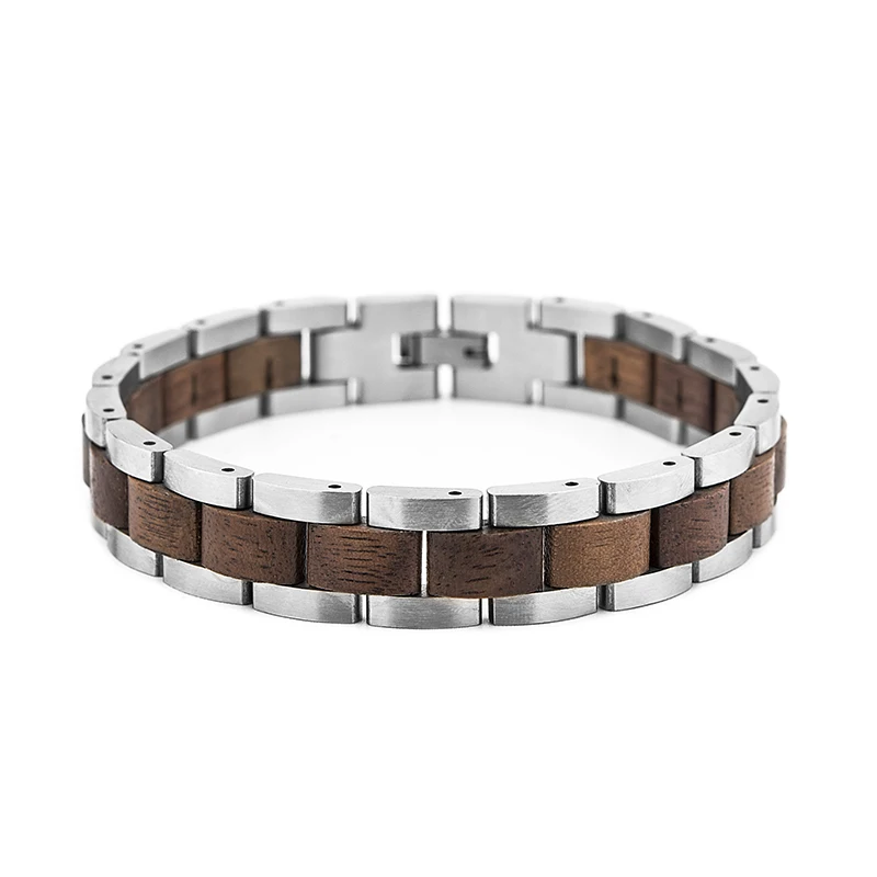 DODO DEER Wood Steel Jewelry Bracelet Customized LOGO Handmade Wooden Bracelet for Women Men