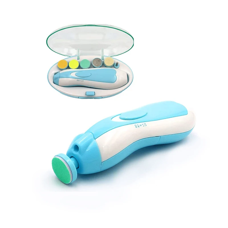 6 Replaceable Filing Heads Baby Nail File Electric Safe Baby Nail Clippers Trimmer with LED Light for Newborn Baby