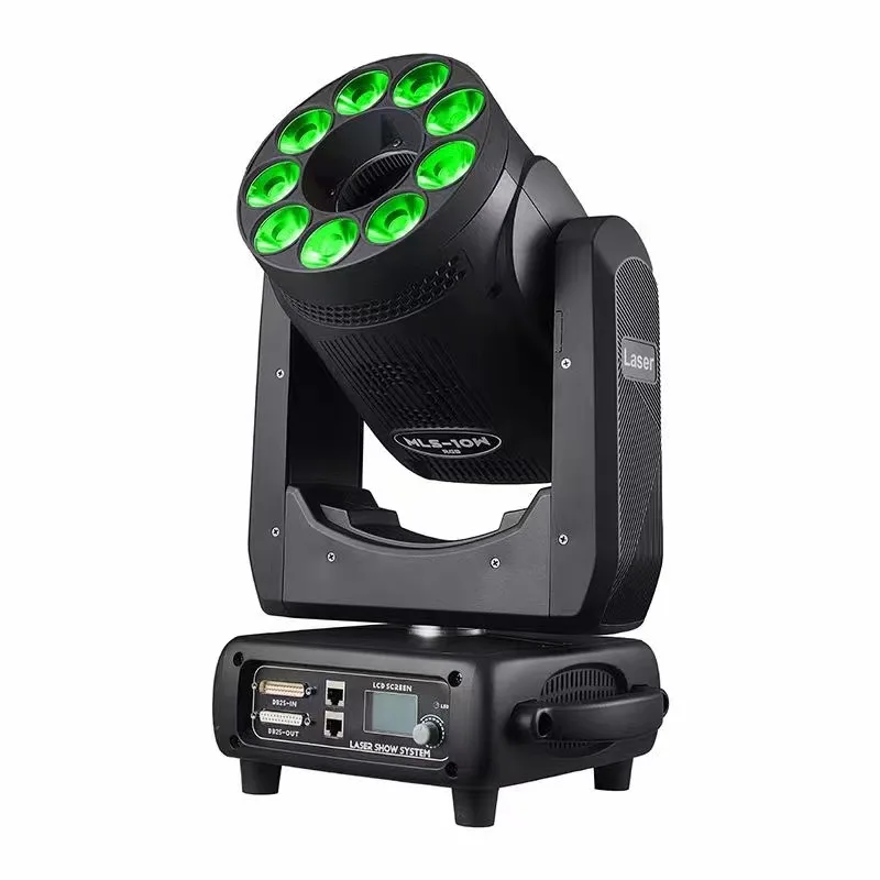 5W RGB Full Color Animation DMX Moving Head Laser Light With 9X20W RGBW Wash Light For DJ Live Club Weeding Stage Light