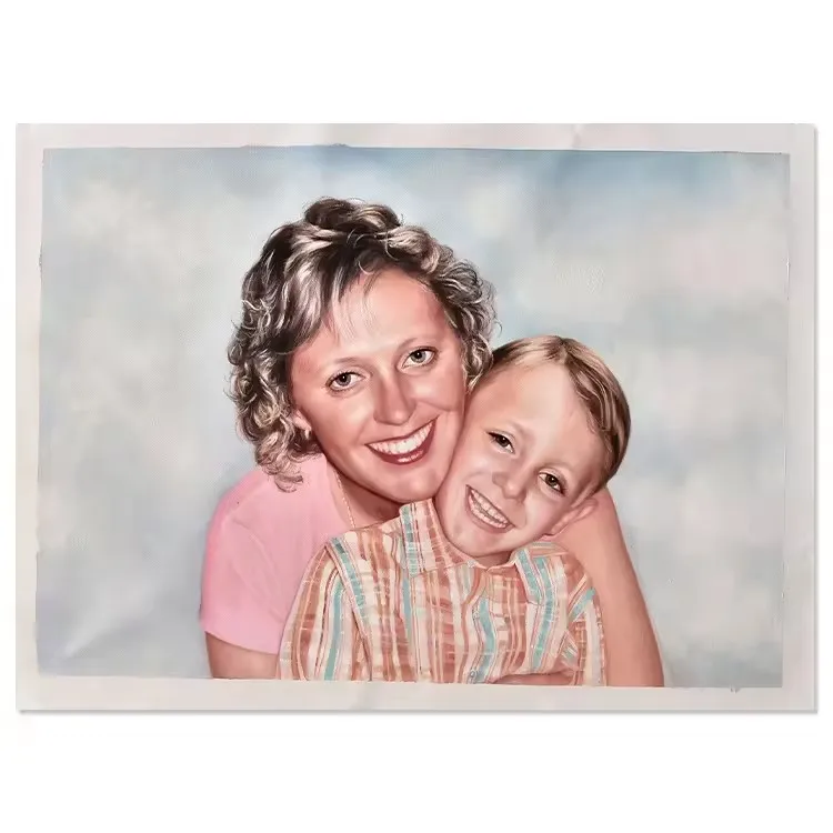 High Quality Hand Painted Realistic Photograph Kids Figure Custom Portrait Painting From Photo
