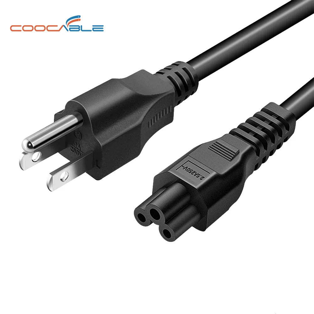 US 3- pin  Plug to C5    with fused to IEC320  AC power cord cable  lead 1M/2M/3M/5M prong to C5 for TV Printers Cameras