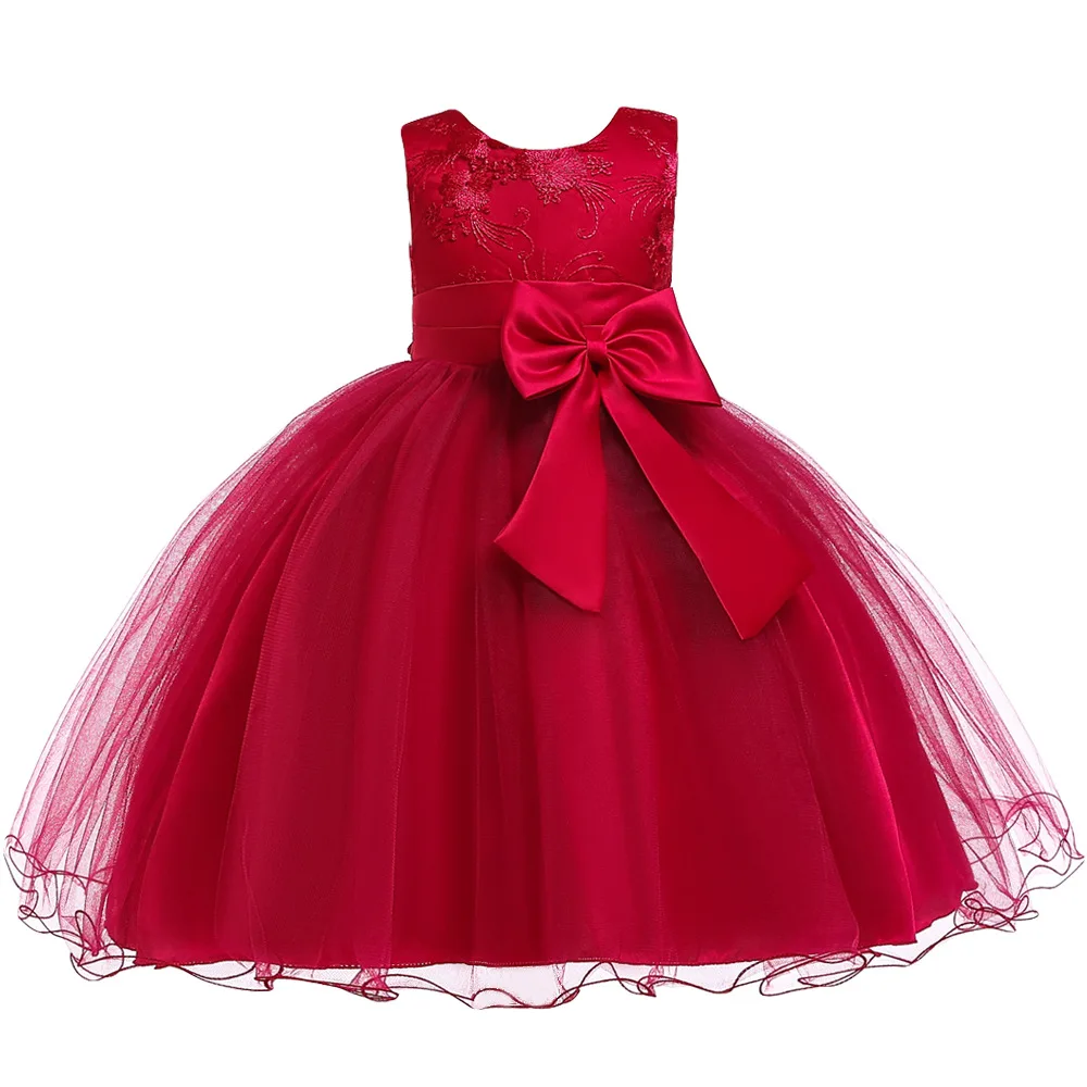 Wholesale one piece children clothes girls party red lace dresses little girl cotton dresses flower girl dresses wedding