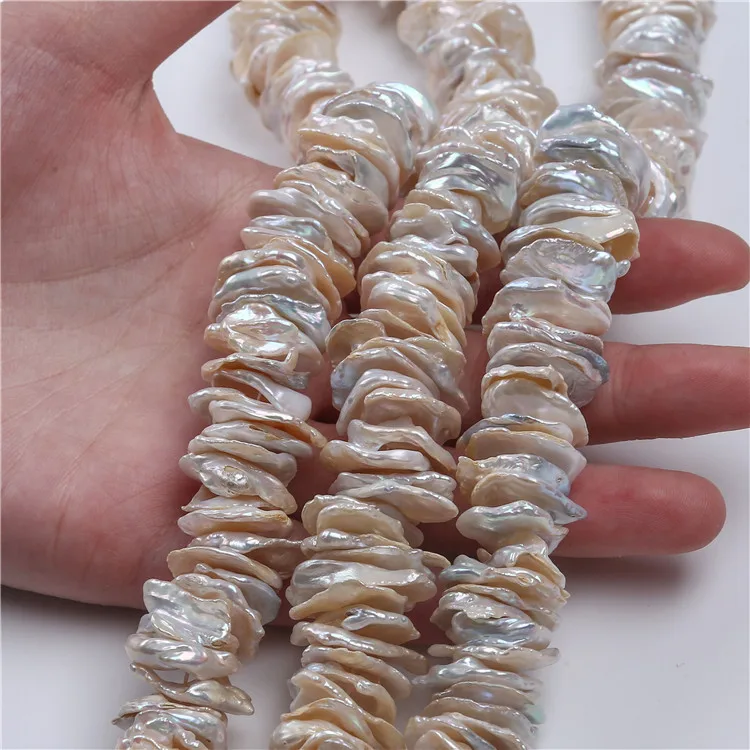 Пряди из натурального белого жемчуга реборн Кеши, 17-18 мм