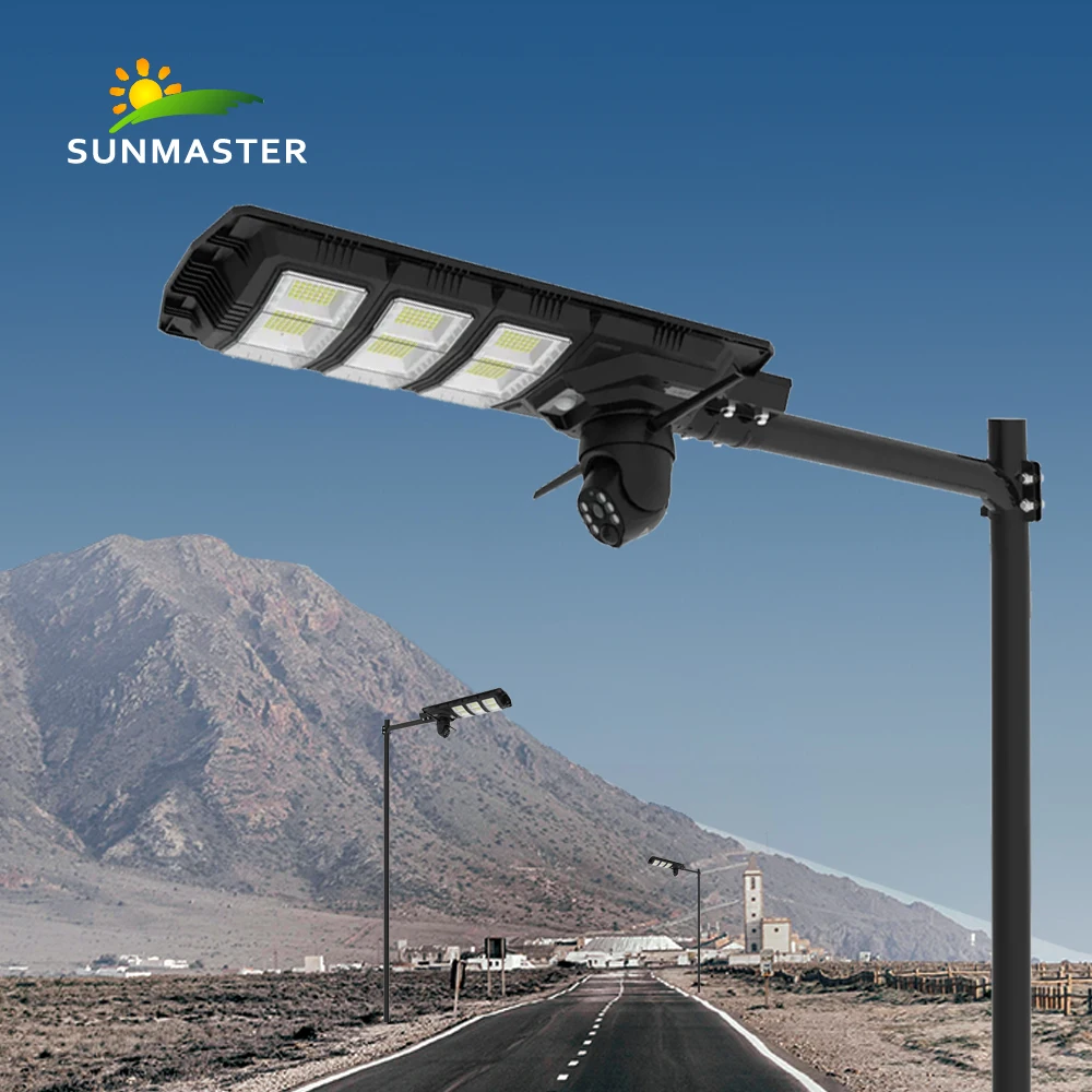 60W Solar Street Light Lamparas Led A Panel Solar With Cctv Wifi Camera 4G