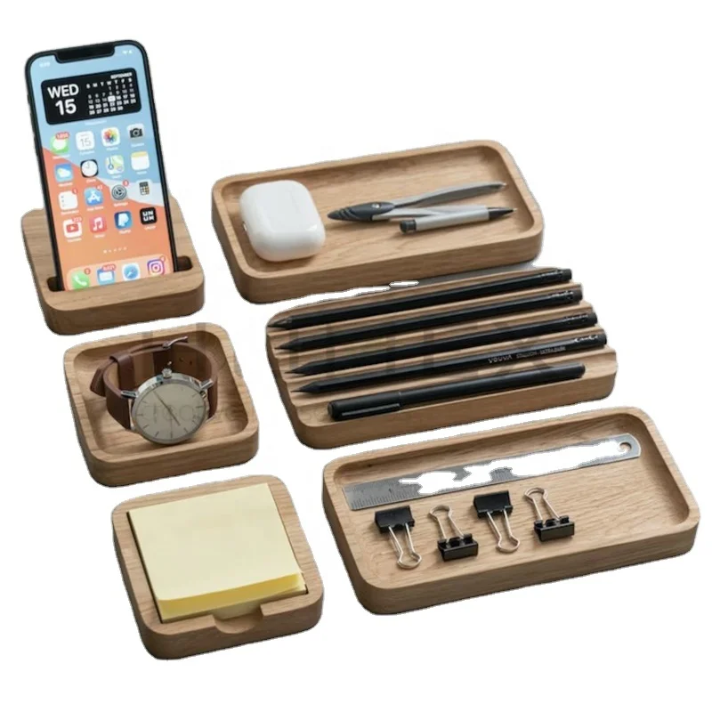 Wood Personalized Desk Organizer Tray Catch All Tray Desk Organizer Office Desk Organizer