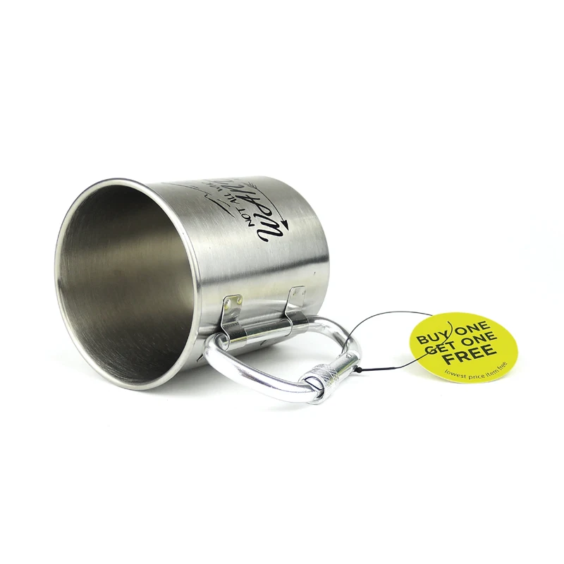 portable outdoor stainless steel carabiner best travel beer mug with foldable handle camping cups & mugs coffee tea beer cup