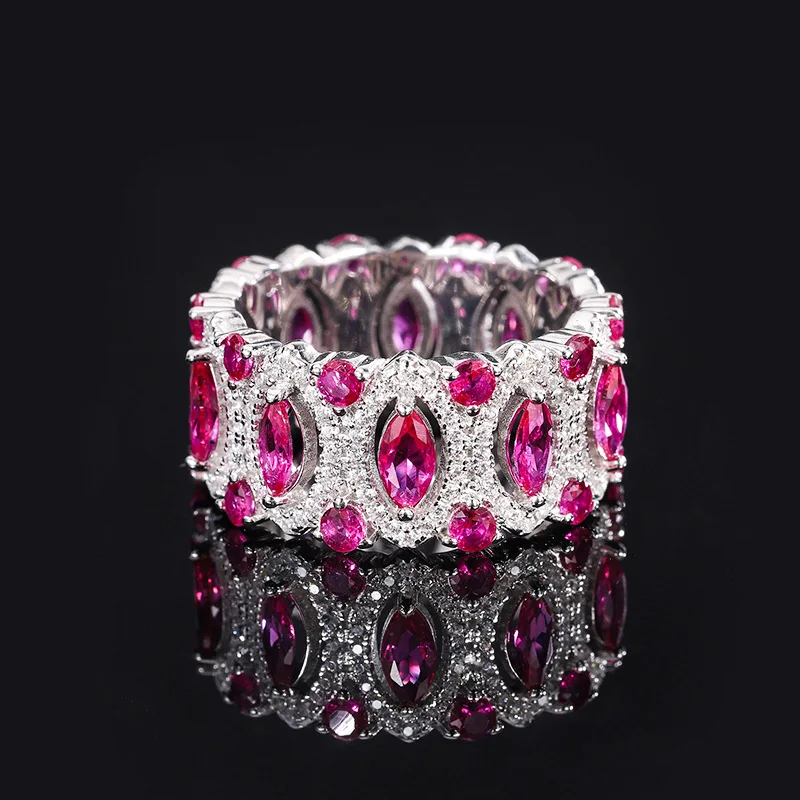 Factory Wholesale 925 Silver Ruby Red Gemstones Rings For Women Jewelry