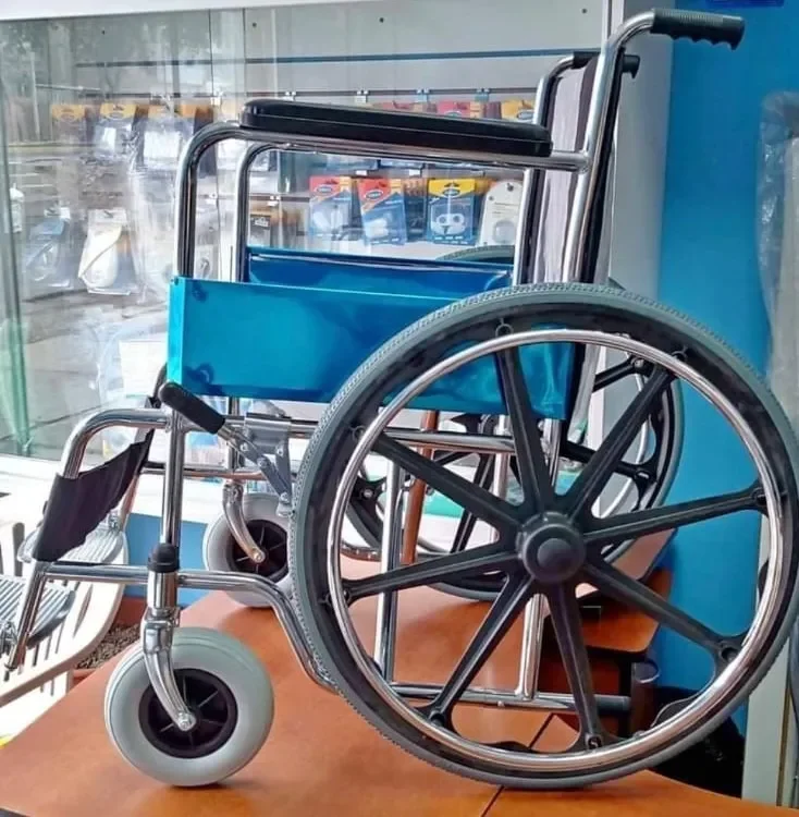 Cheap Transit Steel Wheelchair with Chromed Steel Frame with price list