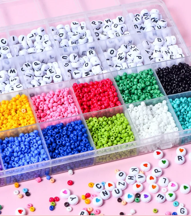 Wholesales DIY Glass Seed Beads Alphabet letter beads Glass Beads for Jewelry Making Hand Bracelet Making