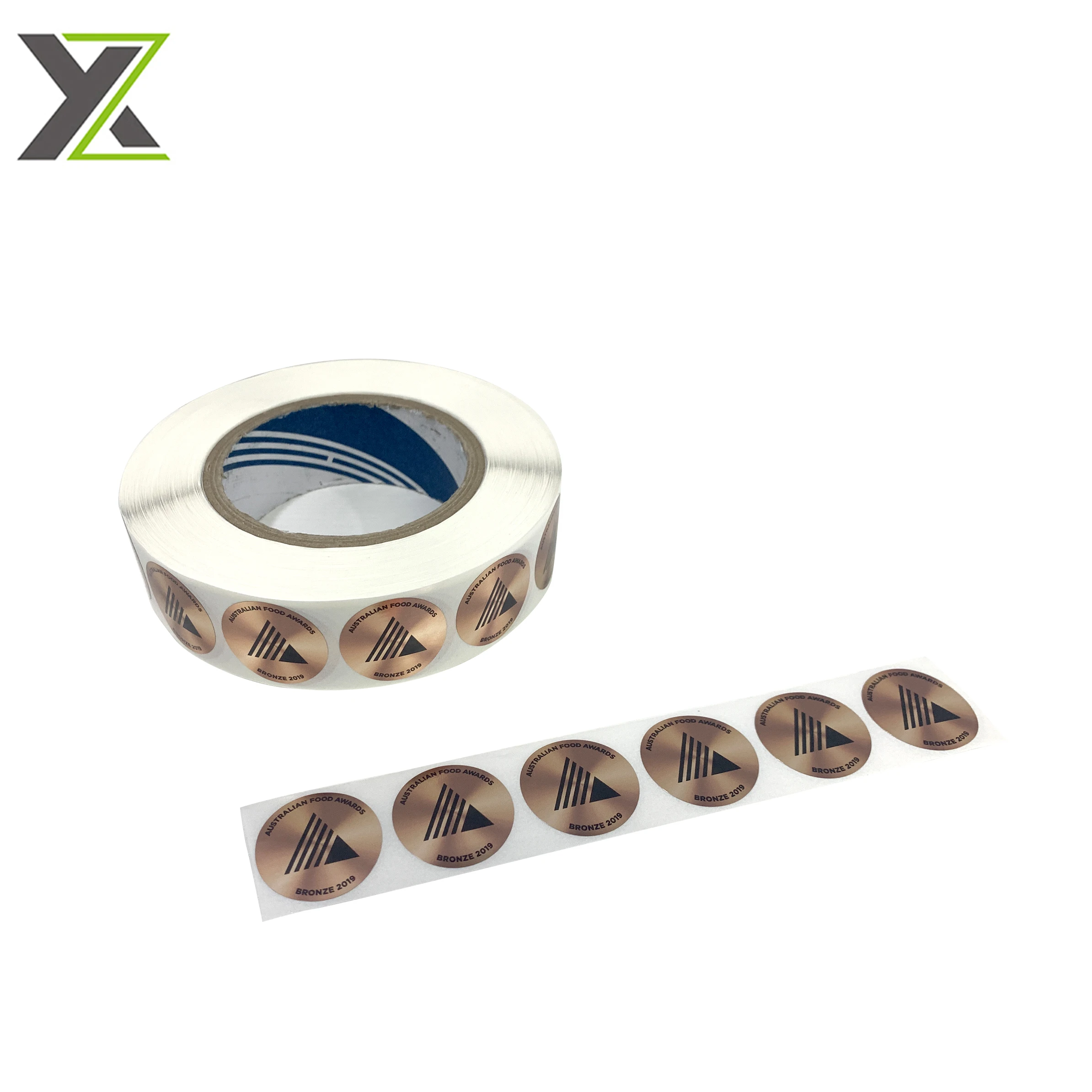 Custom chocolate medal gloss silver paper round shape sticker packaging label