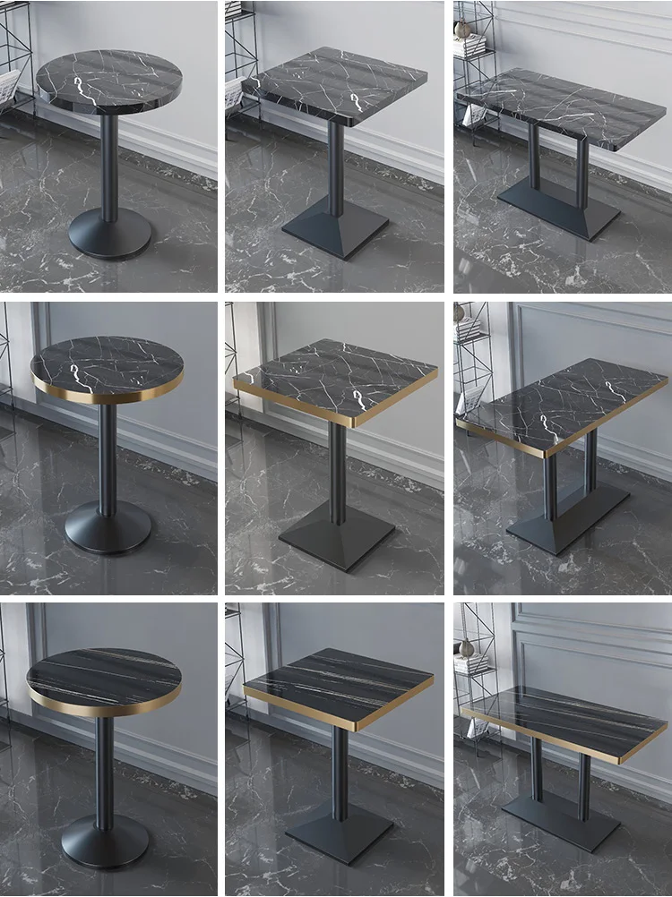 Оптовая продажа по лучшей цене роскошный мраморный рабочий стол кофейня столы для кафе обеденный из нержавеющей стали мебель ресторана на продажу