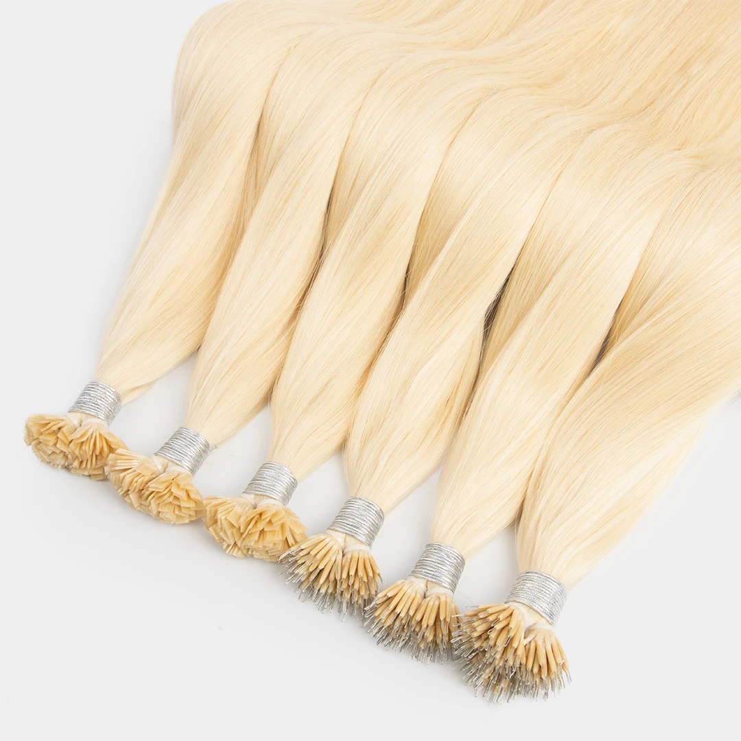 Virgin Cambodian Keratin k tip 100 Human Hair Extensions Nano Rings Tangle Free Remy Loop Nano-ring Hair Extensions flat tip
