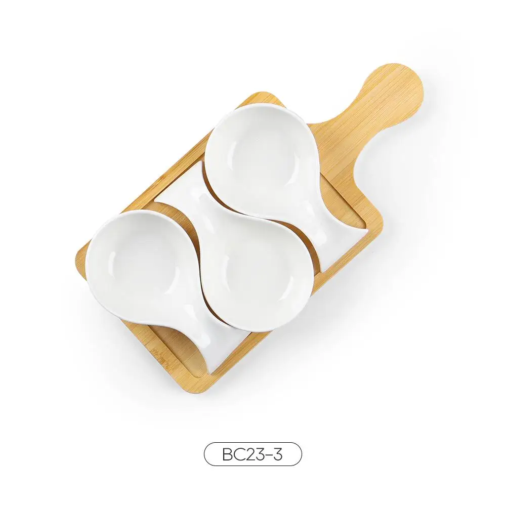 Wholesale serving plate set Snack Sushi Mustard Dipping Soy Sauce Dishes Ceramic Plates