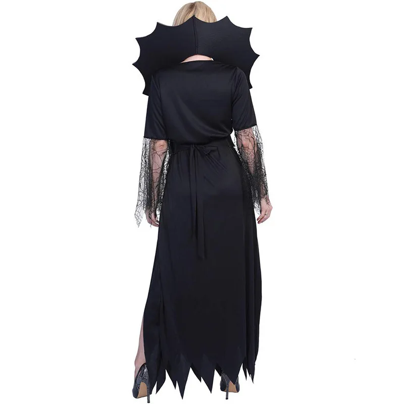 Halloween Spider Witch Vampire Long Dress for Festival Party Dark Vintage Dress