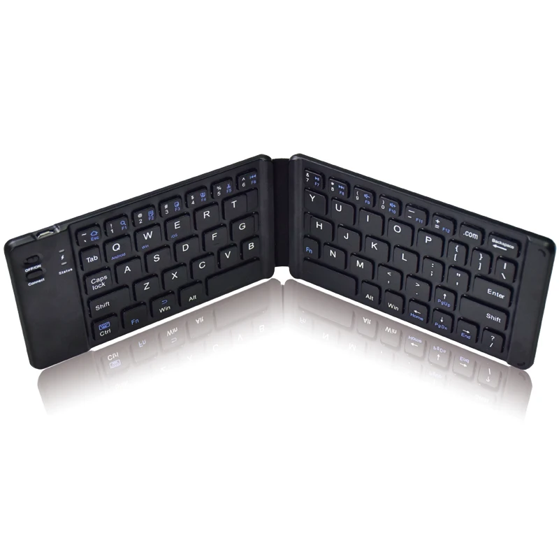 Mini Blue tooth Keyboard Mini Wireless Foldable Keyboard USB Rechargeable Keyboard Portable Size Compatible Windows Android ios
