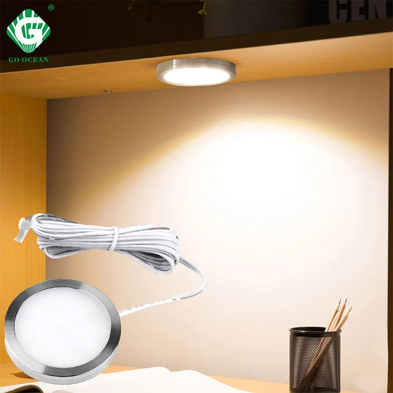 Indoor Night Lighting RV Round Under Cabinet Lights 12V Led Puck Light For Closet Shelf Kitchen