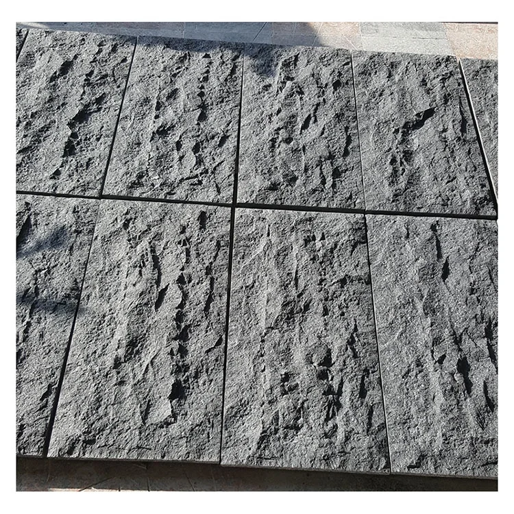 G654 impala dark grey granite natural split face mushroom stone wall tiles