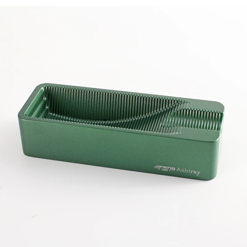 JIFENG JF-048 Morandi Цвет Зеленый Алюминиевый металлический двухсторонний длинный и короткий слот элегантная рекламная пепельница для сигар