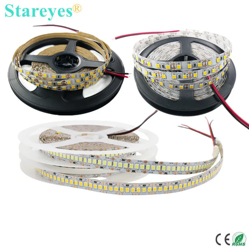 
Free shipping 100 Pcs LED Strip 5m SMD 2835 120 240 LED/m DC12V IP20 Non waterproof Flexible Ribbon String tape LED lamp light 