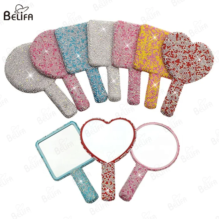 New Portable Eyelash Extensions Diamond Mirror Make Up Mini handheld hand held vanity Makeup mirrors Beauty handheld mirror