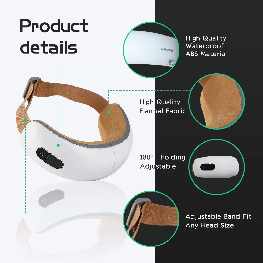 
USB Rechargeable Air pressure Vibration Heat Eye Massager With Music 