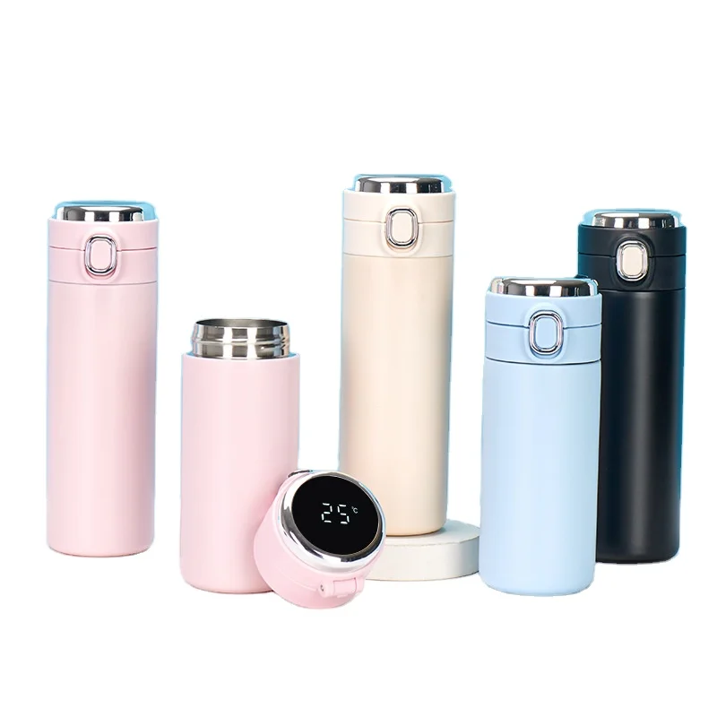 Ready to Ship 400ml stainless steel double wall life vacuum cup with touch screen lid temperature display led smart water bottle