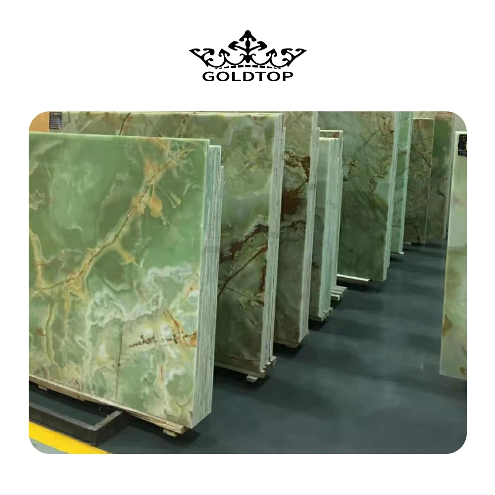 Goldtop OEM/ODM onix Onice backlit translucent onyx green onyx countertop tiles onyx marble stone slab bathroom tile