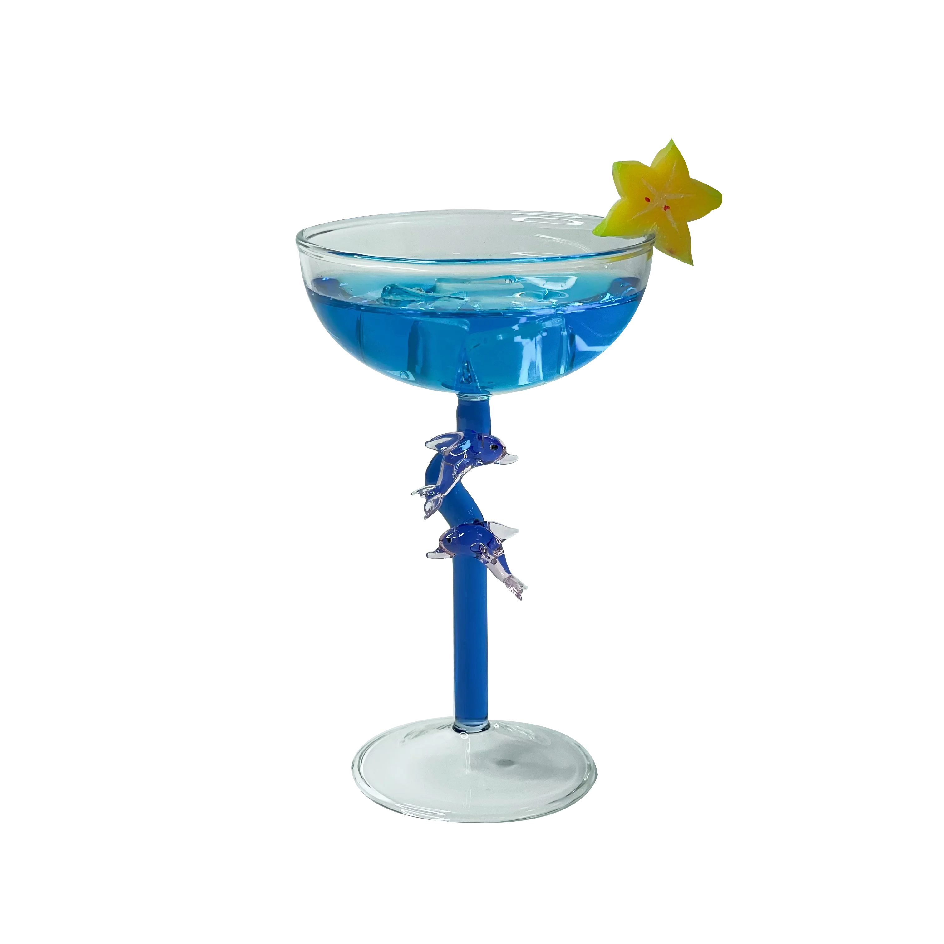 Creative Cocktail Martini Goblet Champagne Coupe Martini Glass with 3D Dolphin Animals 6.8oz Tableware Unique Bar Cocktail Glass