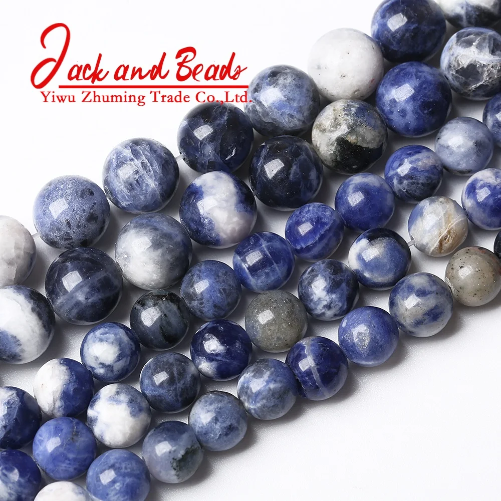 
Natural Stone Blue Sodalite Jaspers Round Loose Beads 
